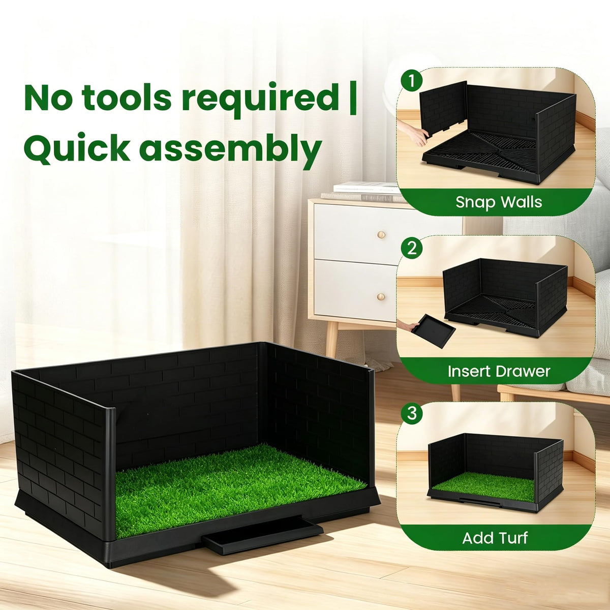 Dog Grass Pad with Tray 30"x19.7" Indoor Dog Potty with Drawer O554666