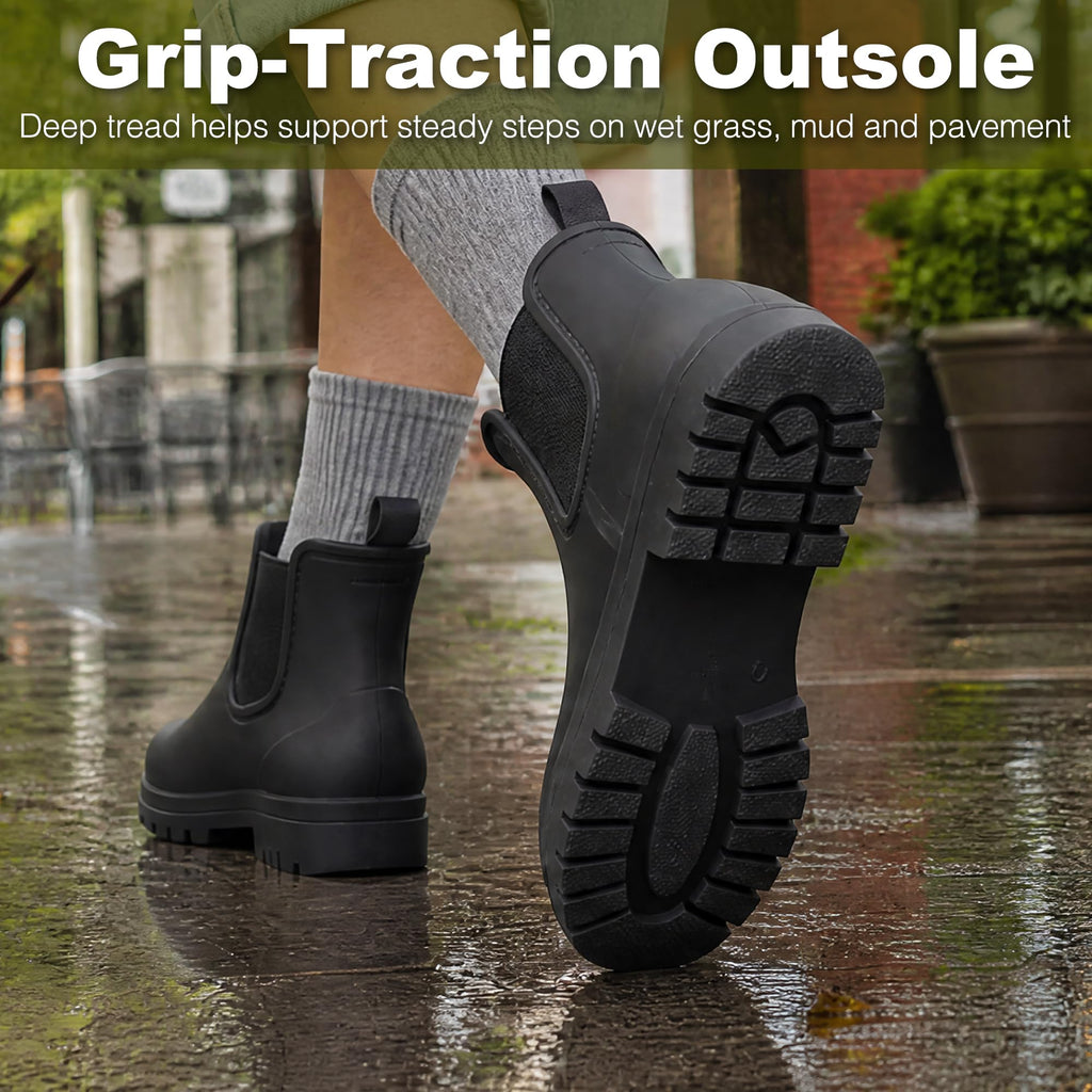 Short Waterproof Chelsea Ankle Rain Boots Q39418