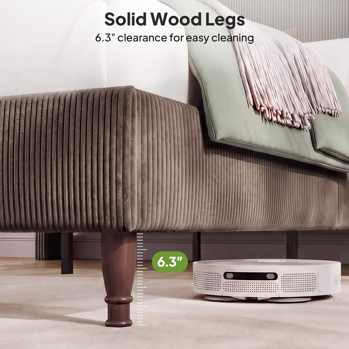 Queen Size Corduroy Upholstered Bed Frame Y4299