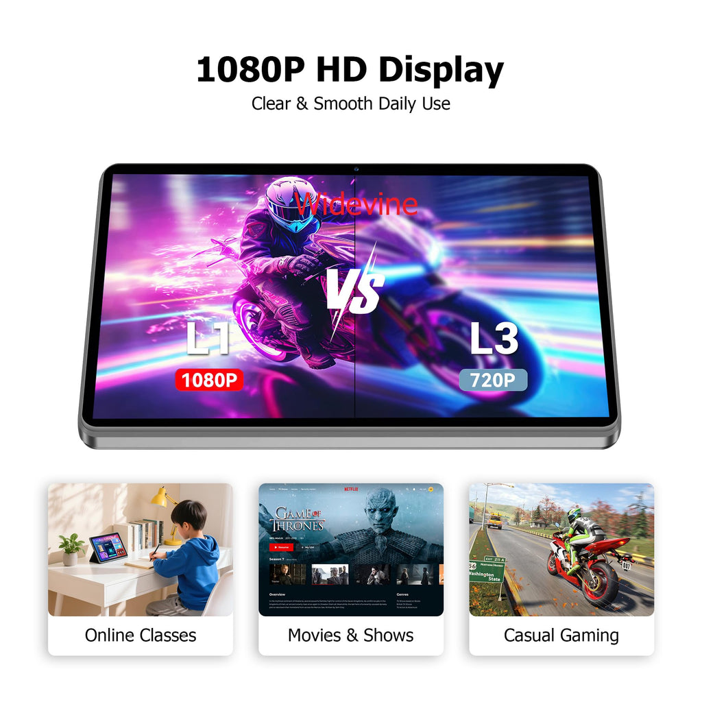 10.1" Android 16 Tablet with Keyboard, 30GB RAM 64GB ROM, Gray O6864