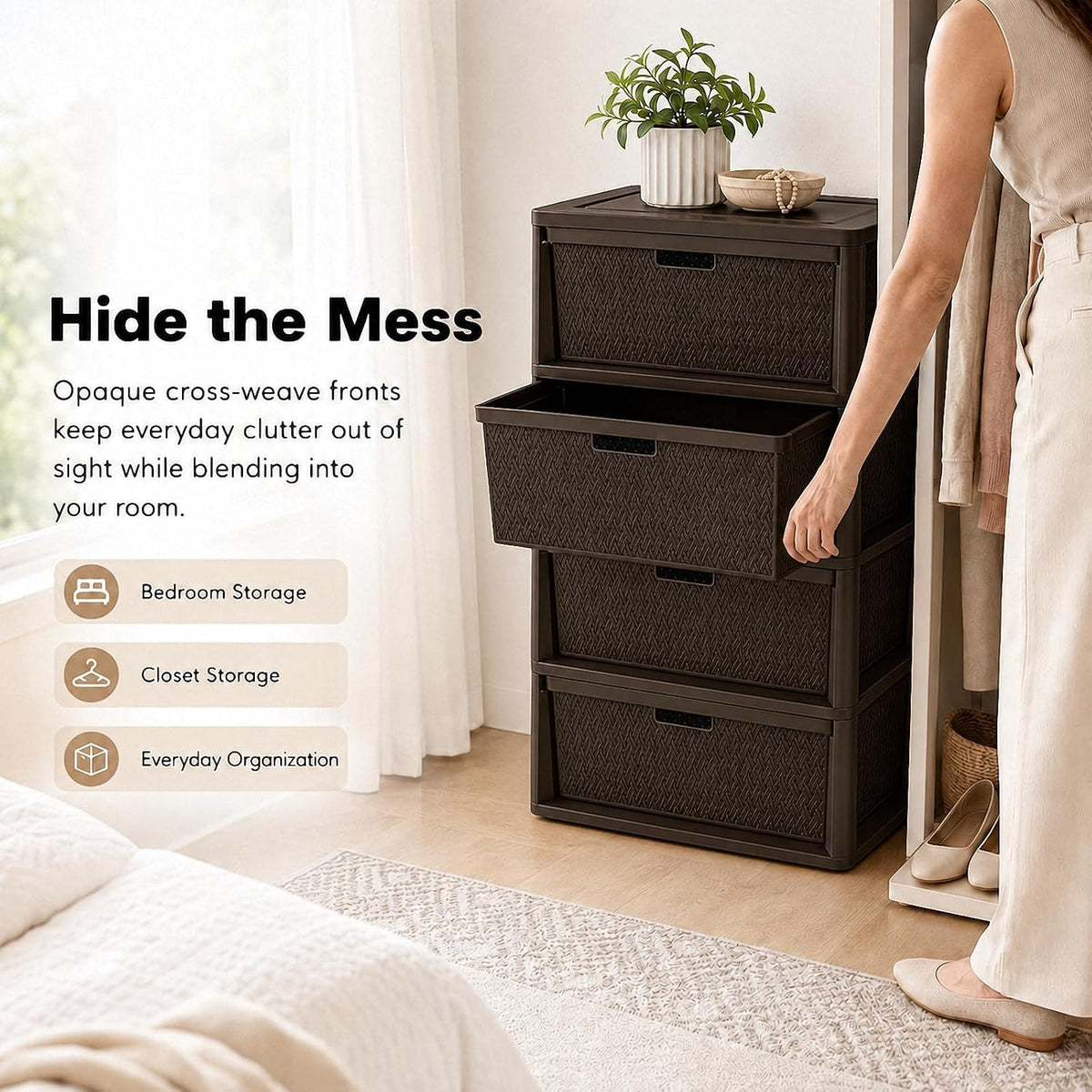 4 Drawer Tower with Removable Bins E580