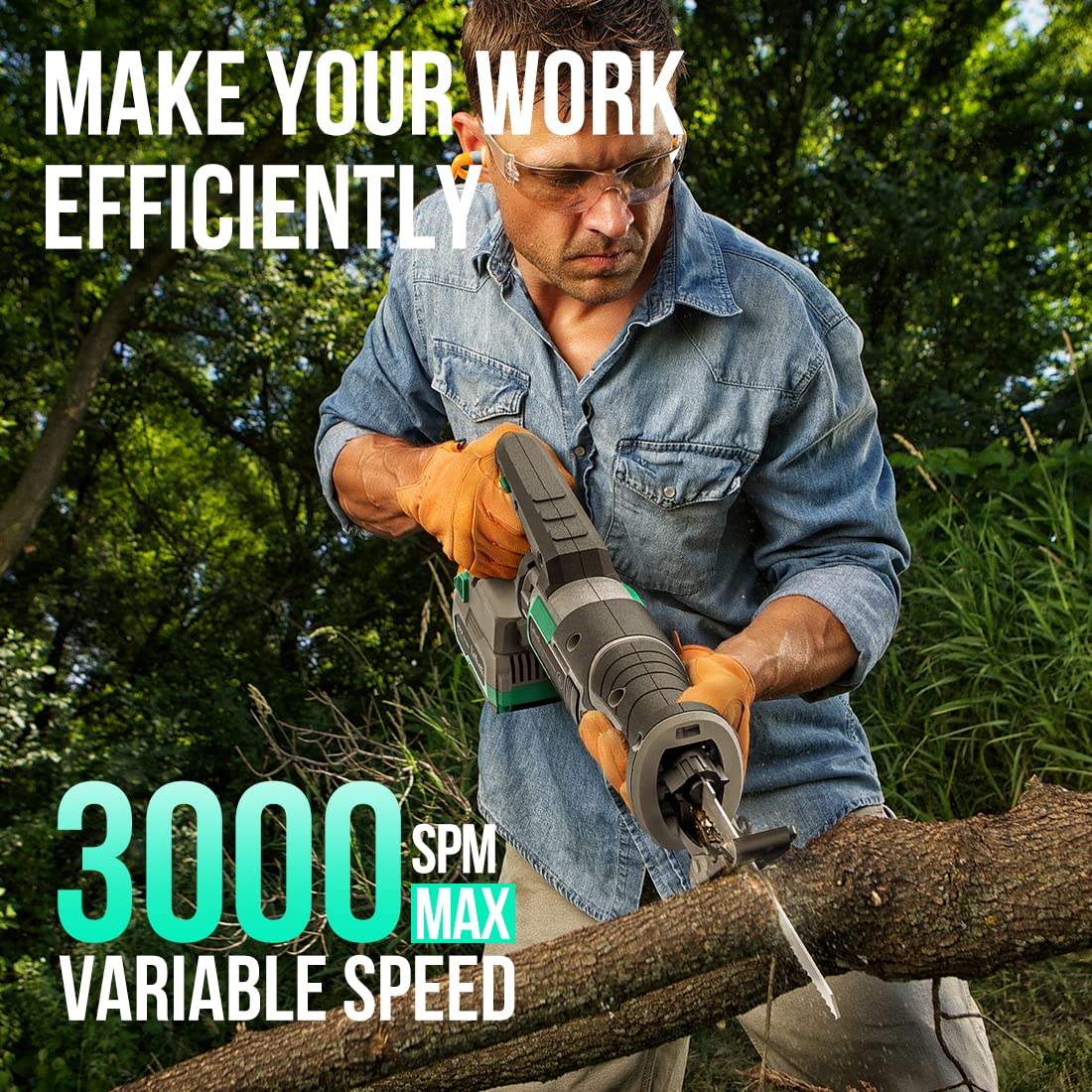 Cordless Reciprocating Saw with 20V 4.0 Ah Battery & Charger T405