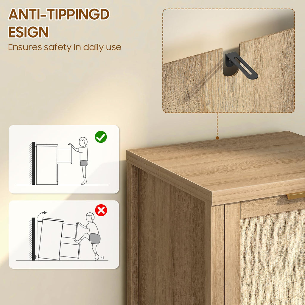 2-Drawer Rattan File Cabinet D12277