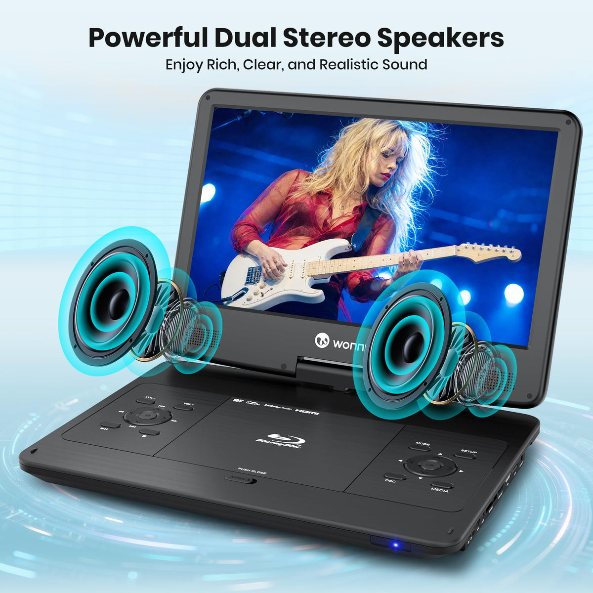 16.9" Portable Blu Ray Player with 14.1" 1080P Swivel Screen H85752