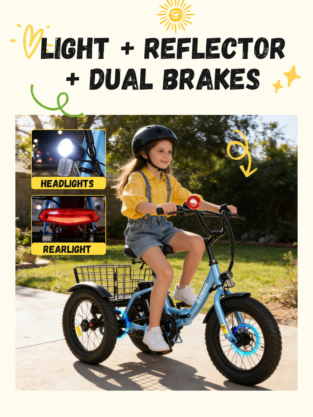 Blue Fat Tire Folding Electric Trike H8667