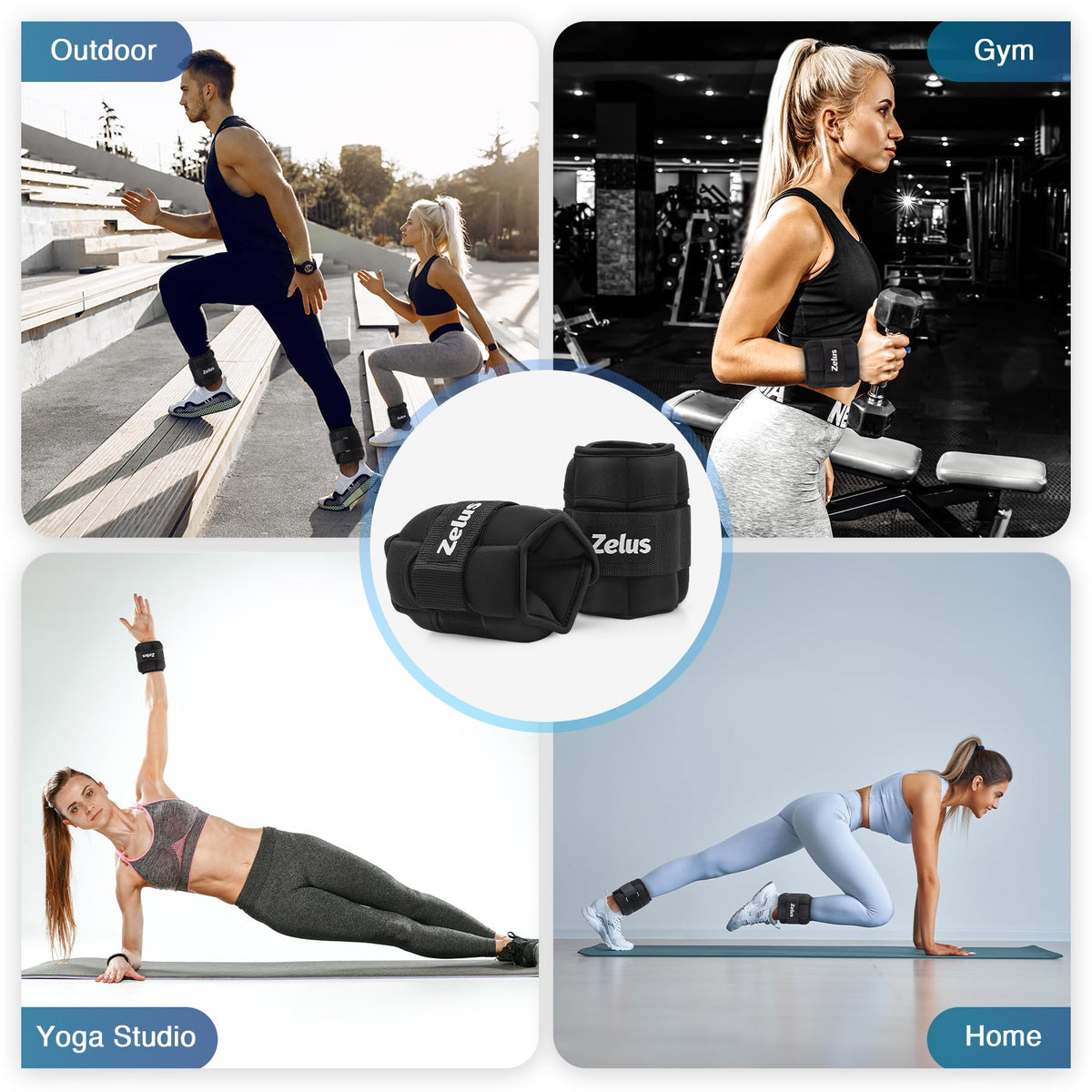 Adjustable Ankle Weights Set with Removable Sandbags C644