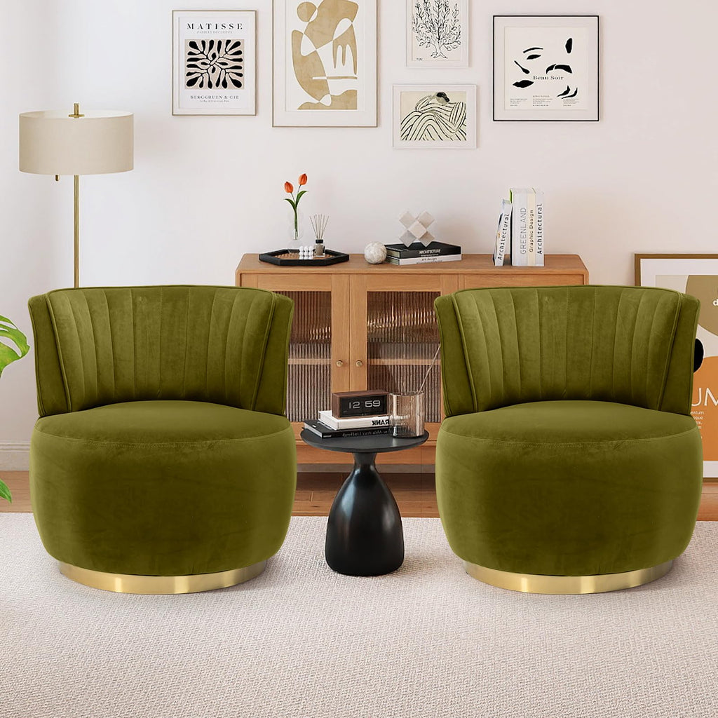 Velvet Swivel Barrel Chairs Set of 2 T820135