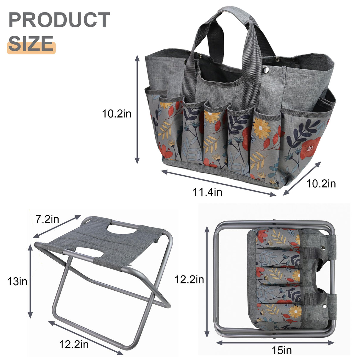 Folding Gardening Stool with Storage Tote Bag V52172