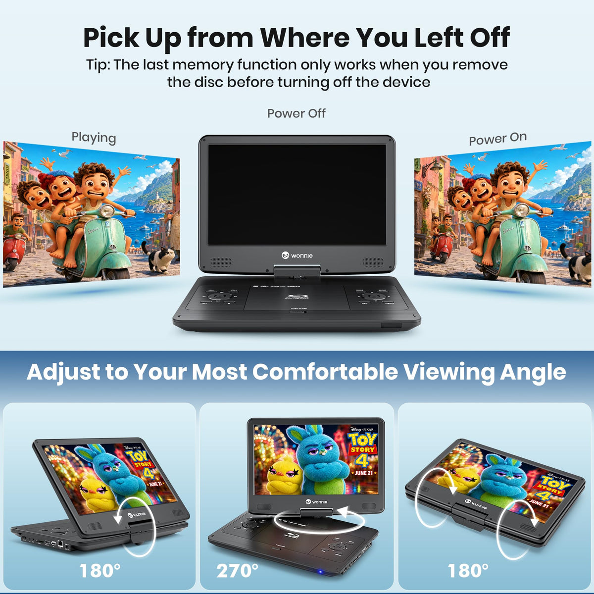 16.9" Portable Blu Ray Player with 14.1" 1080P Swivel Screen H85752