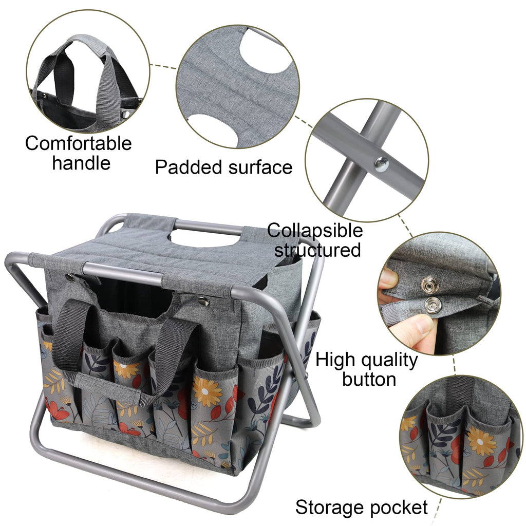 Folding Gardening Stool with Storage Tote Bag V52172