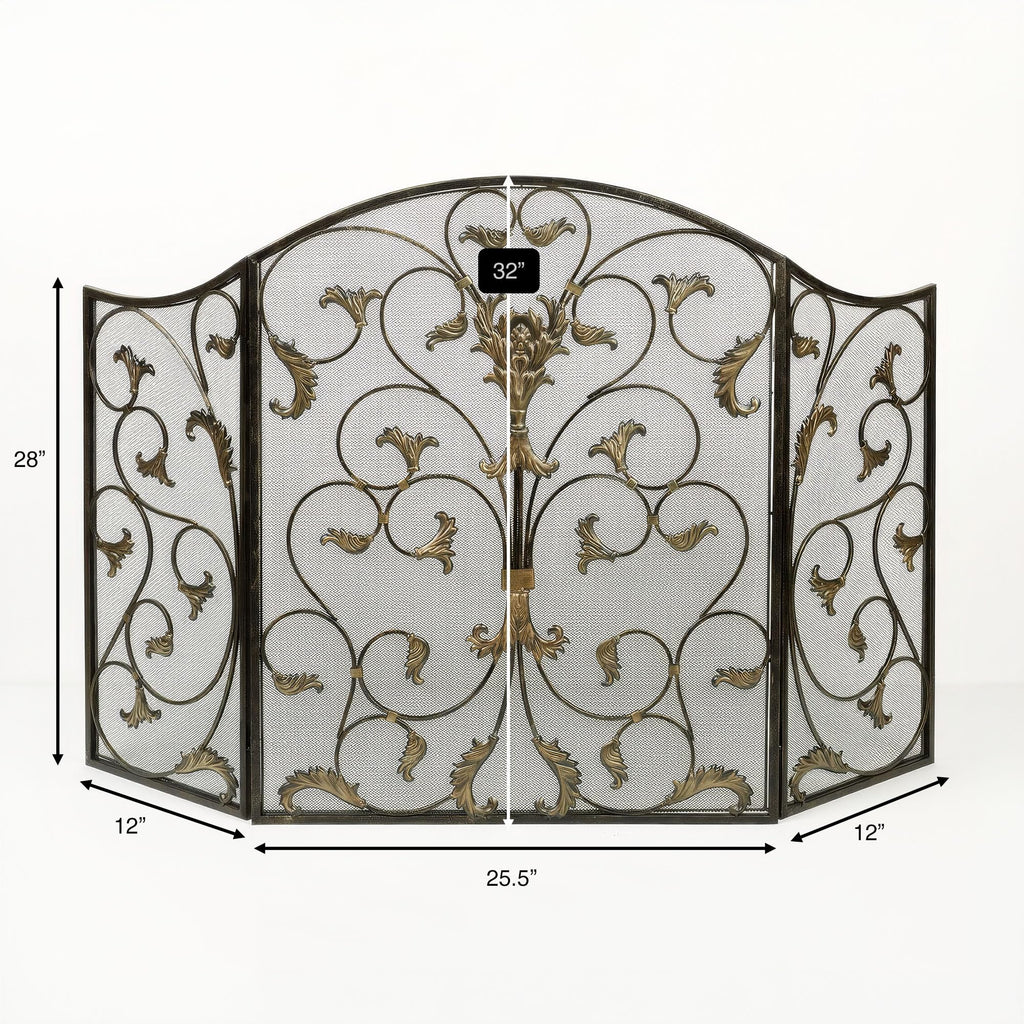 Black Decorative Metal Fireplace Screen L5470