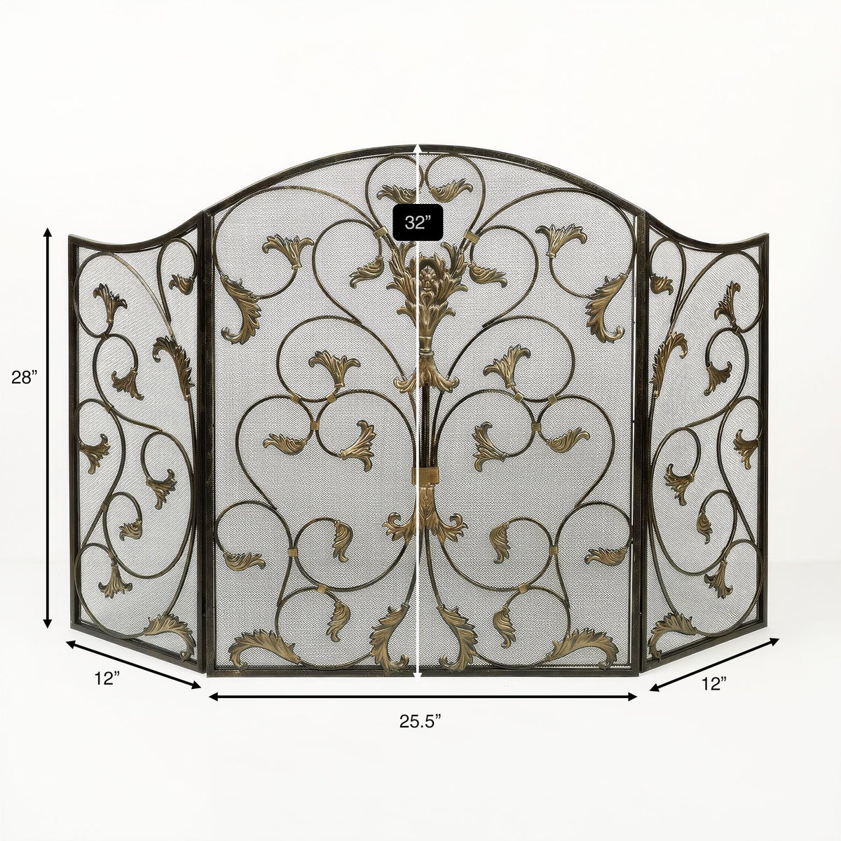 Black Decorative Metal Fireplace Screen L5470