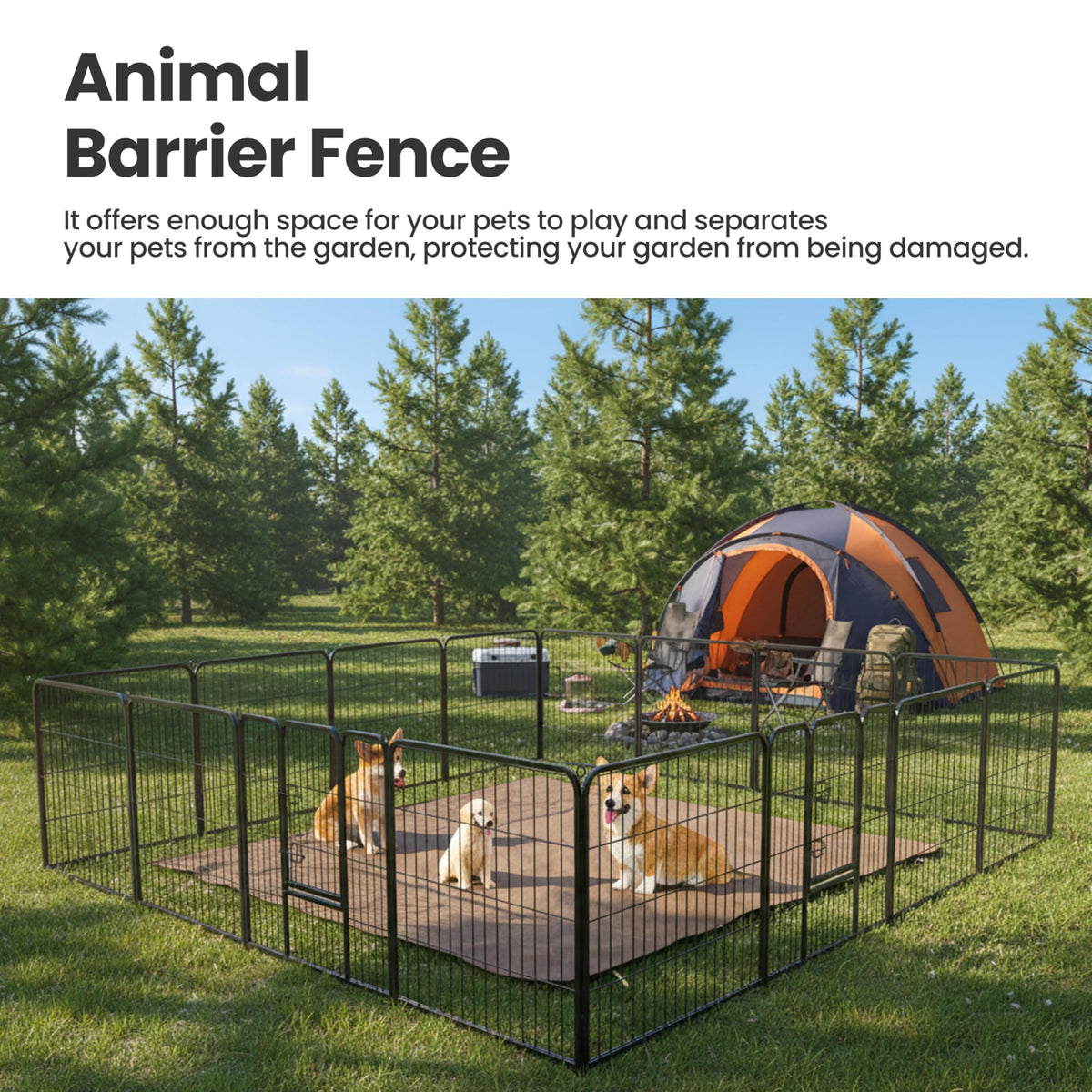 32 Inch 16 Panels Black Dog Playpen O43272