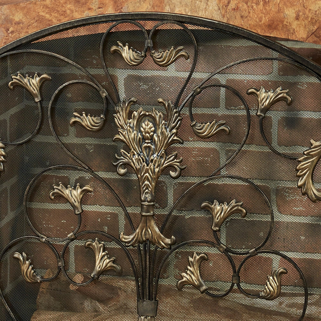 Black Decorative Metal Fireplace Screen L5470