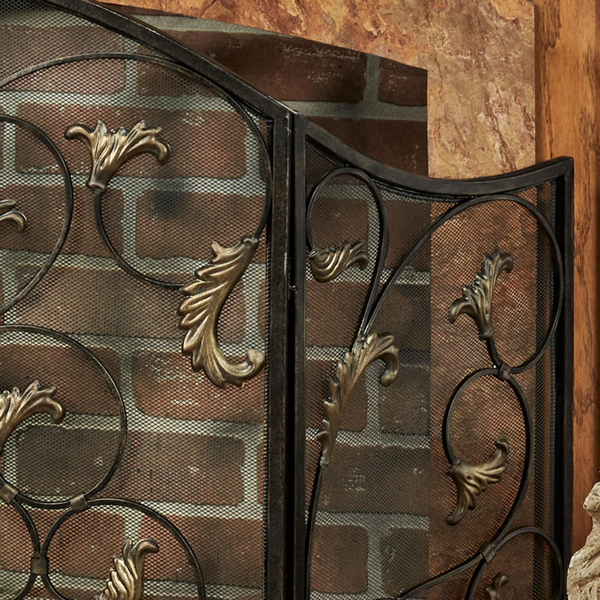 Black Decorative Metal Fireplace Screen L5470