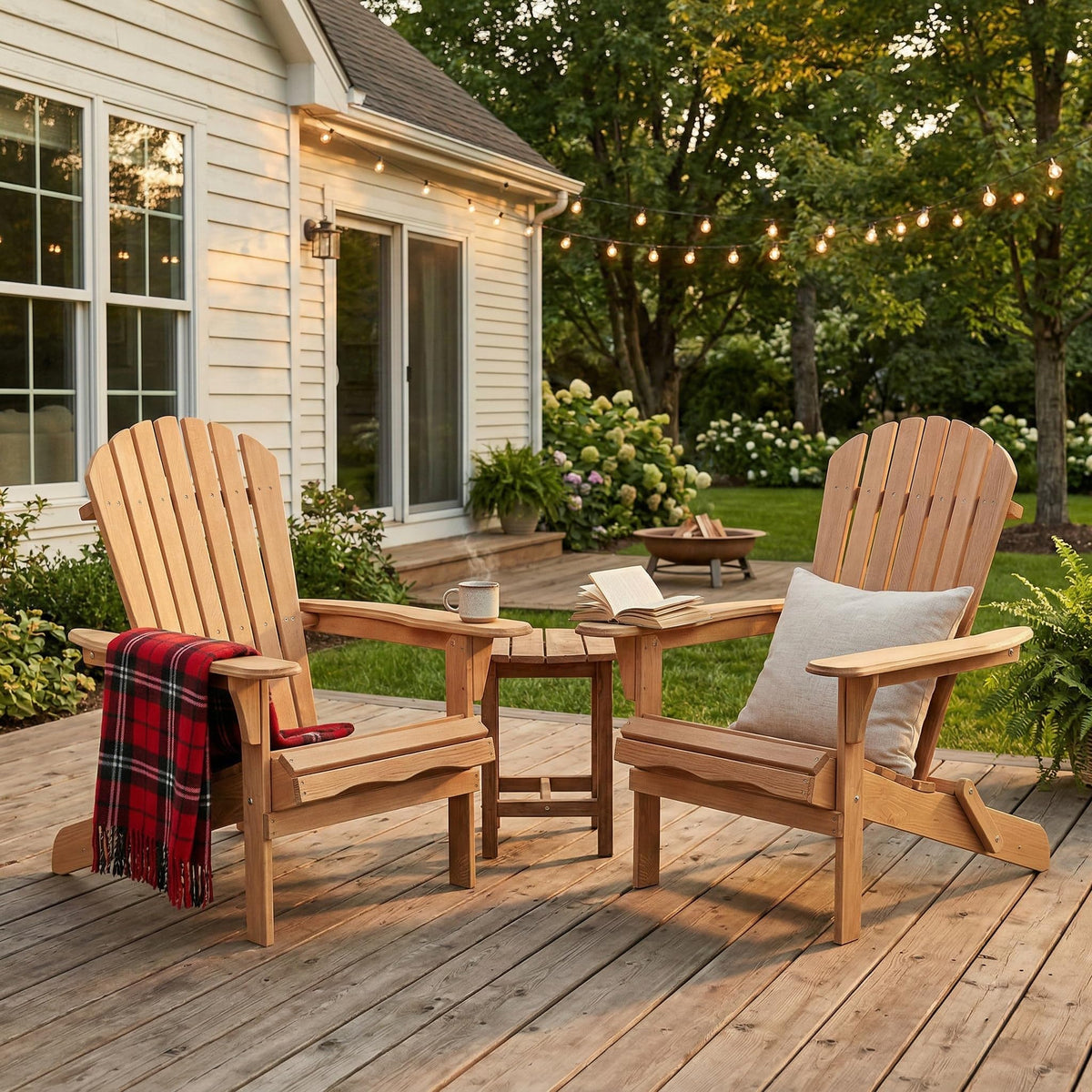 Folding Wood Adirondack Chair Set of 2 X98120