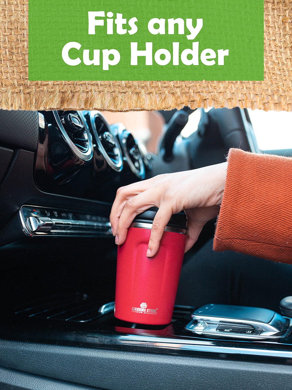 16 oz Black Stainless Steel Insulated Coffee Cup with Lid and Handle D765020