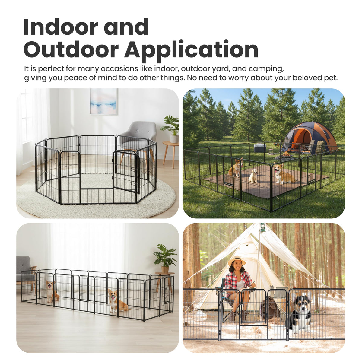 32 Inch 16 Panels Black Dog Playpen O43272