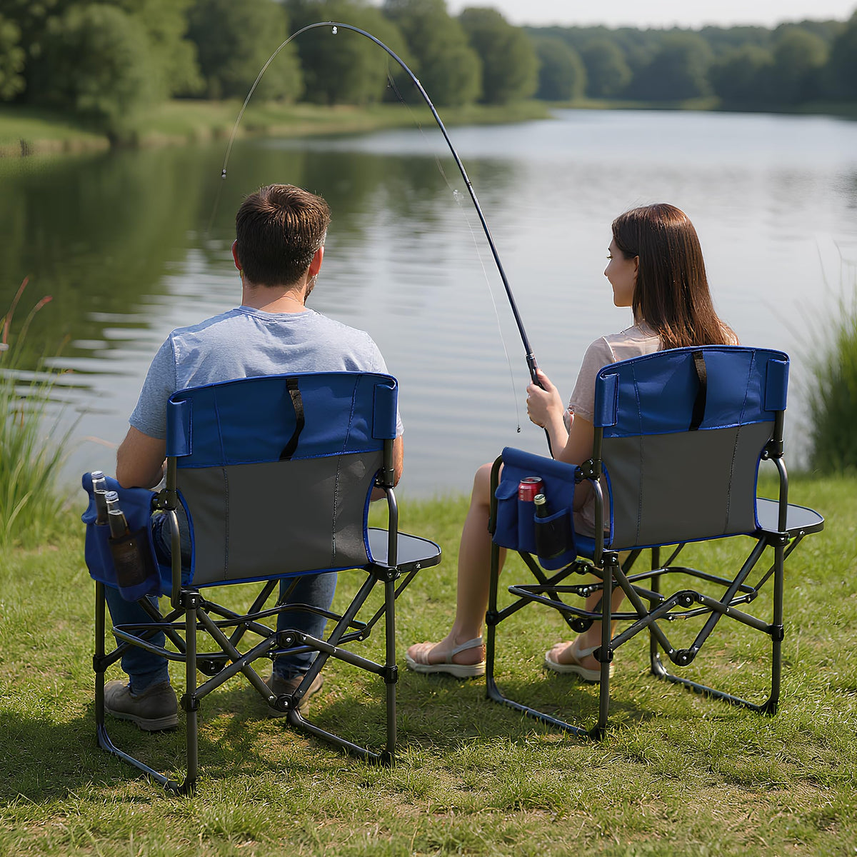 Oversized Camping Chair 330 lbs Blue A309
