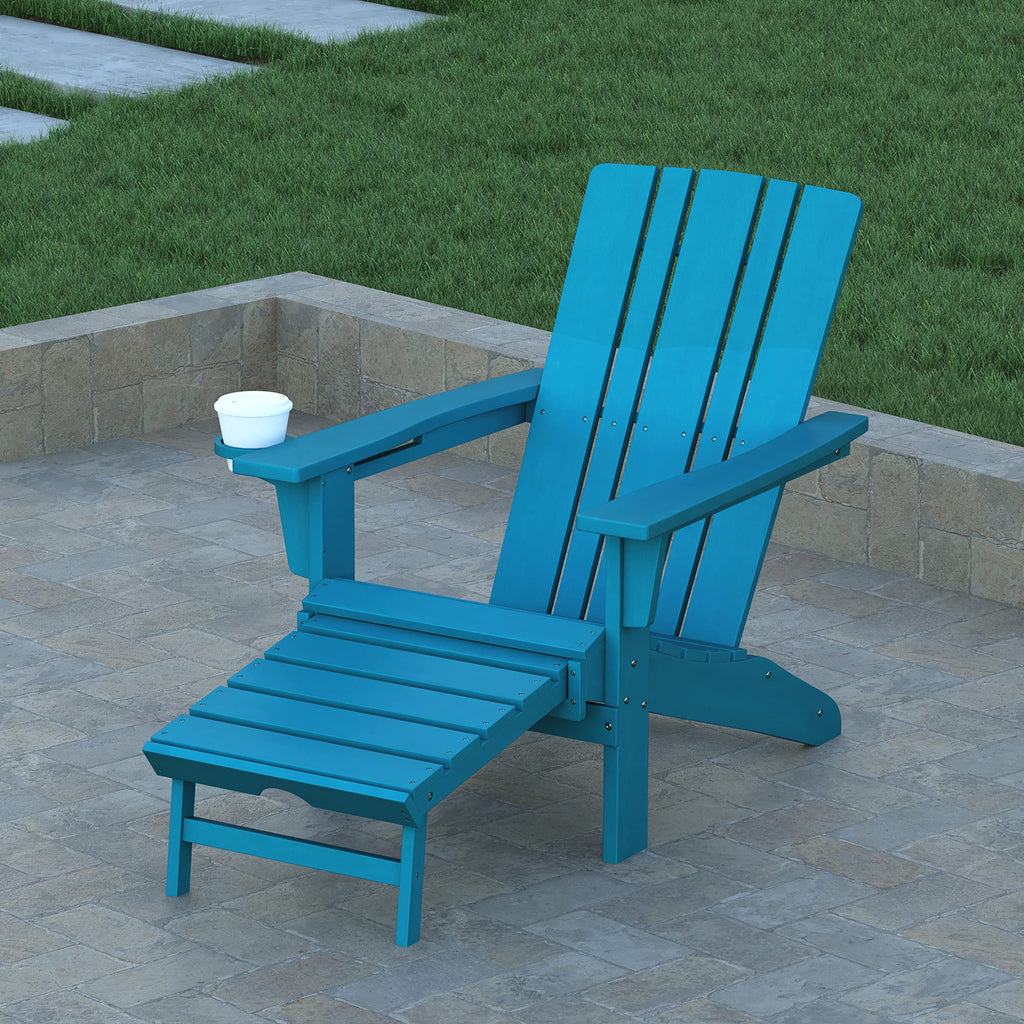 Blue Adirondack Lounge Chair with Ottoman H6222