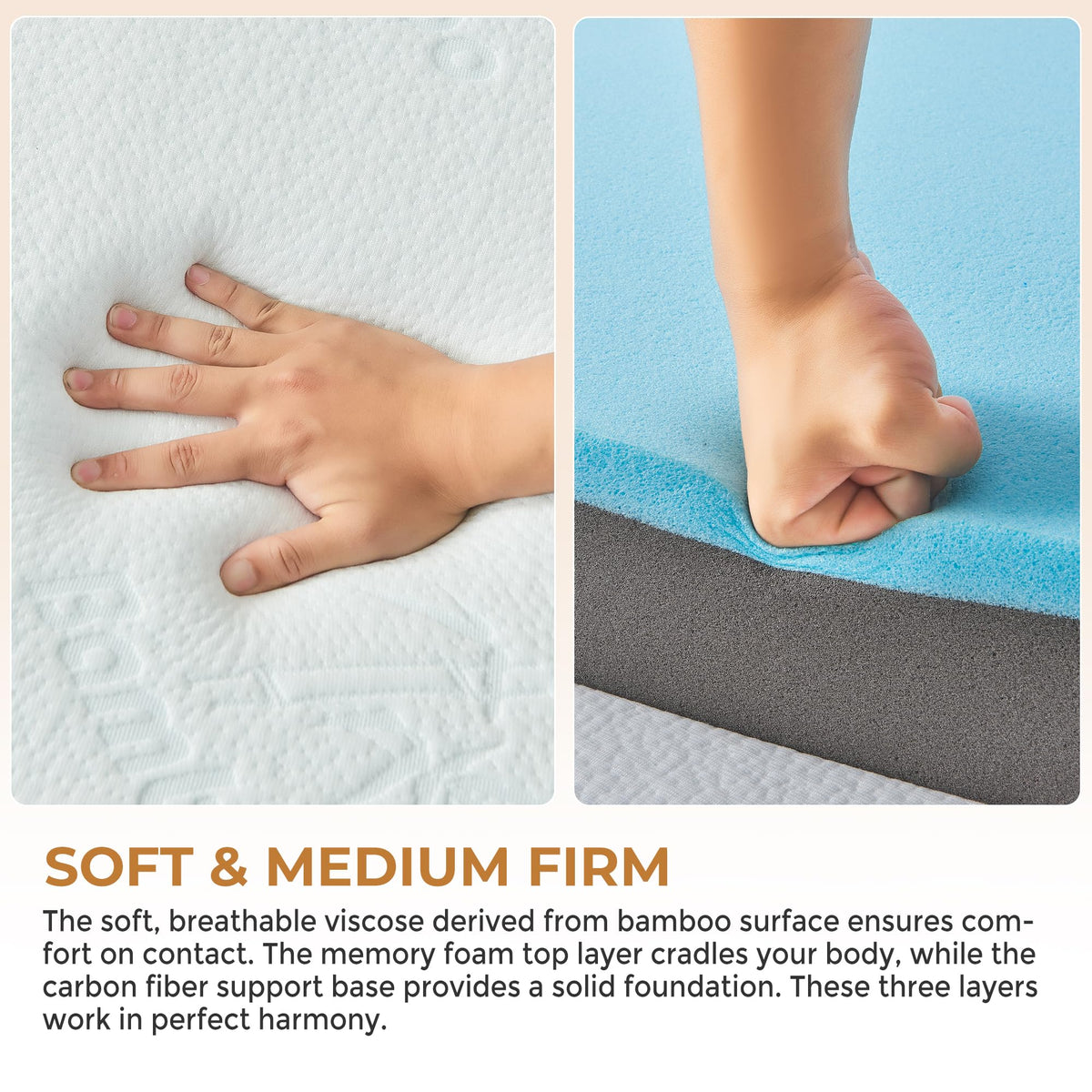 4 Inch Full Size Foldable Memory Foam Trifold Mattress L8577