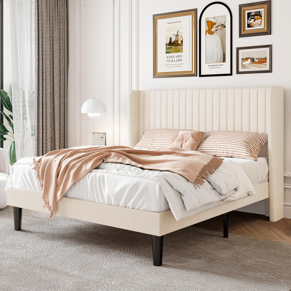 Queen Size Cream Velvet Bed Frame R22302