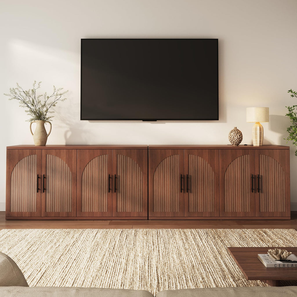 63" Fluted Walnut Credenza with Adjustable Shelf W382