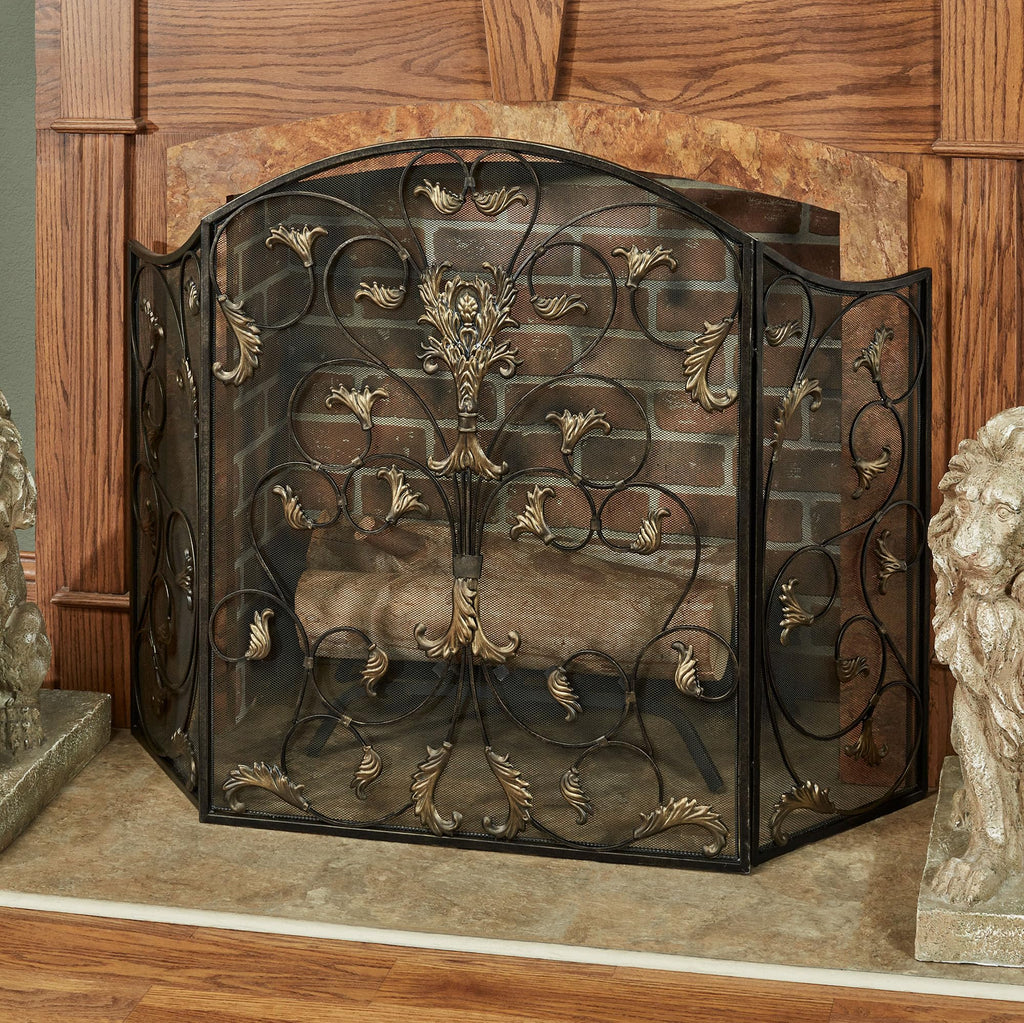 Black Decorative Metal Fireplace Screen L5470