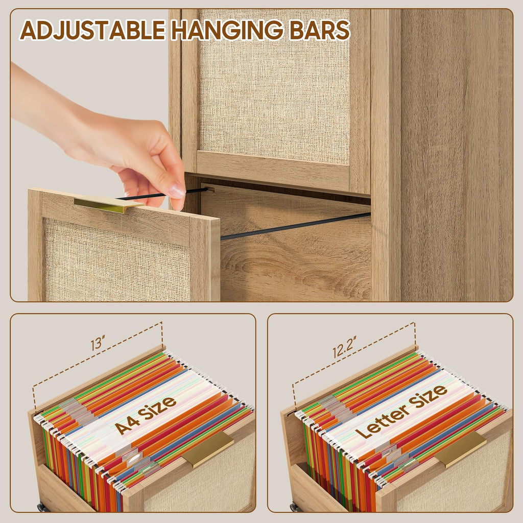2-Drawer Rattan File Cabinet D12277
