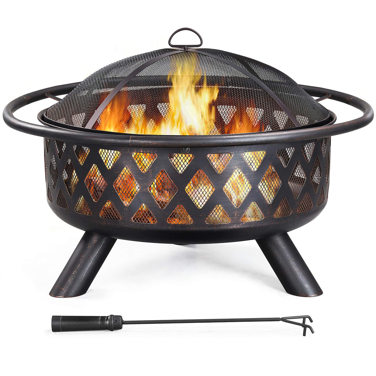 36in Wood Burning Fire Pit with Spark Screen W64033