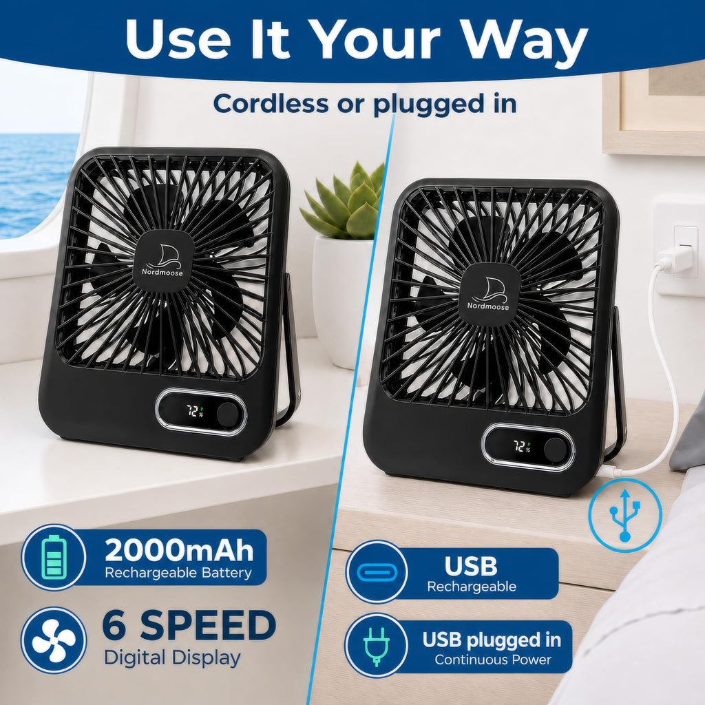 Portable USB Rechargeable Fan with Magnetic Hook C612