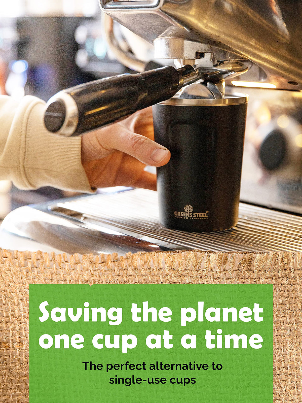 16 oz Black Stainless Steel Insulated Coffee Cup with Lid and Handle D765020